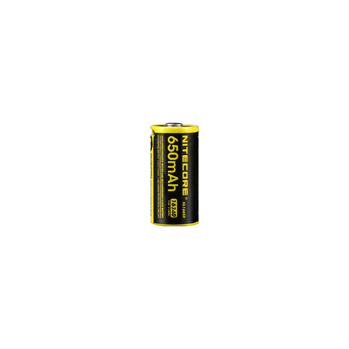 Dobíjecí baterie CR123 Nitecore 16340, Micro USB, 650 mAh
