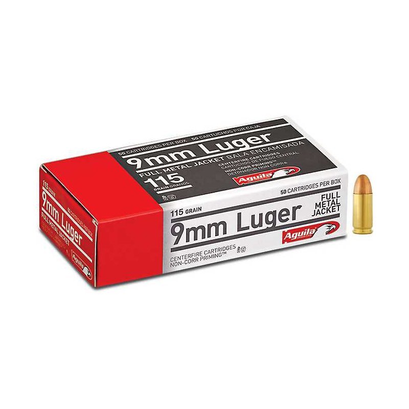 AKCE - Náboj Aguila 9mm Luger (9x19), 115gr/7,5g, FMJ (1000 ks)