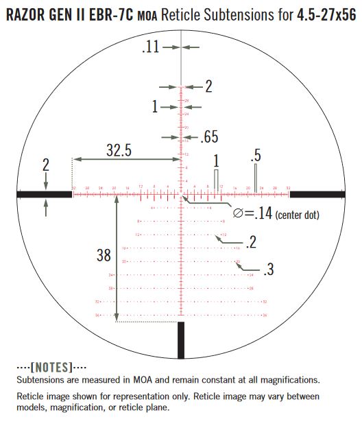 Puškohled Vortex Razor HD Gen II 4,5-27x56 FFP, EBR-7C MOA